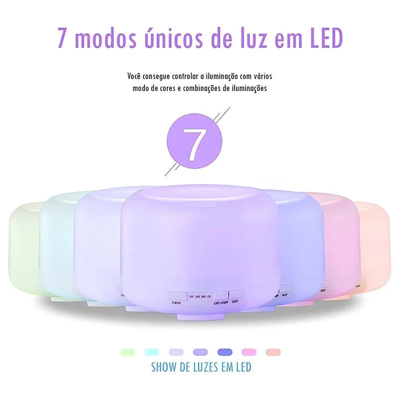 Umidificador e Difusor de Ar com Luminária