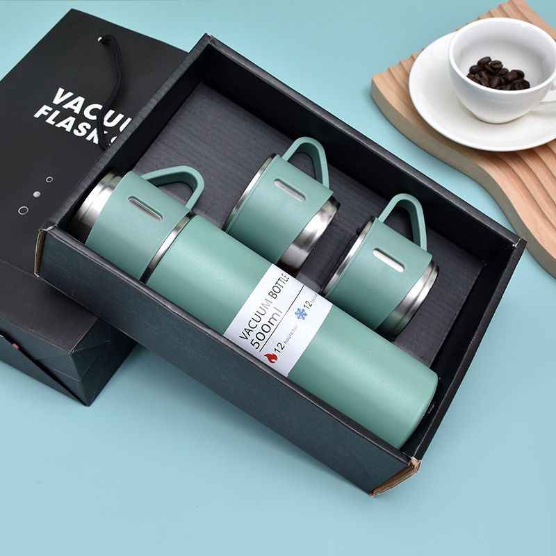 Garrafa Térmica em Aço Inoxidável com 3 Canecas