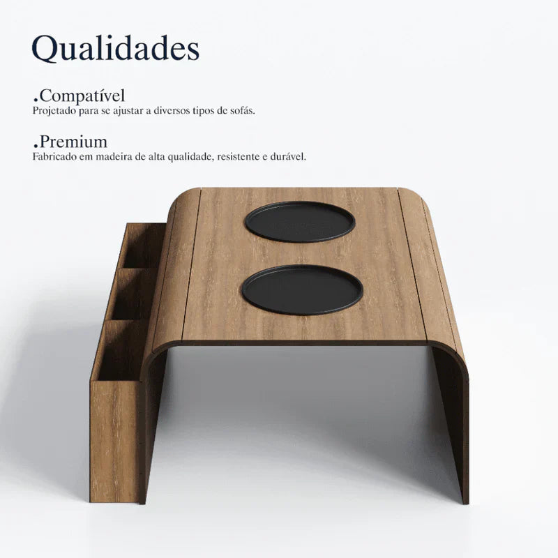 Esteira porta controle + porta copo em mdf