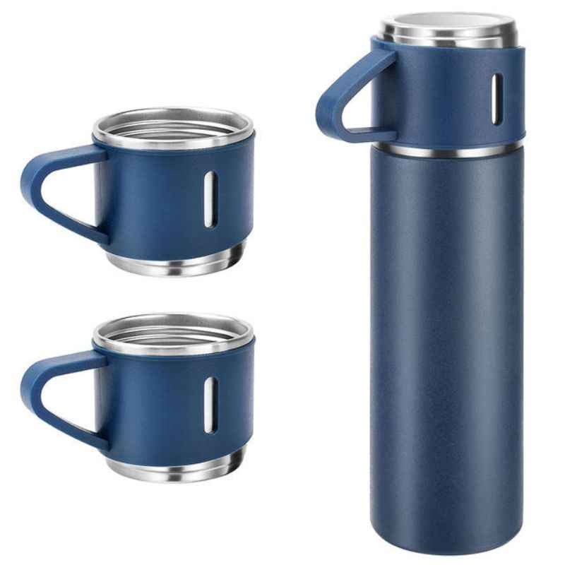 Garrafa Térmica em Aço Inoxidável com 3 Canecas