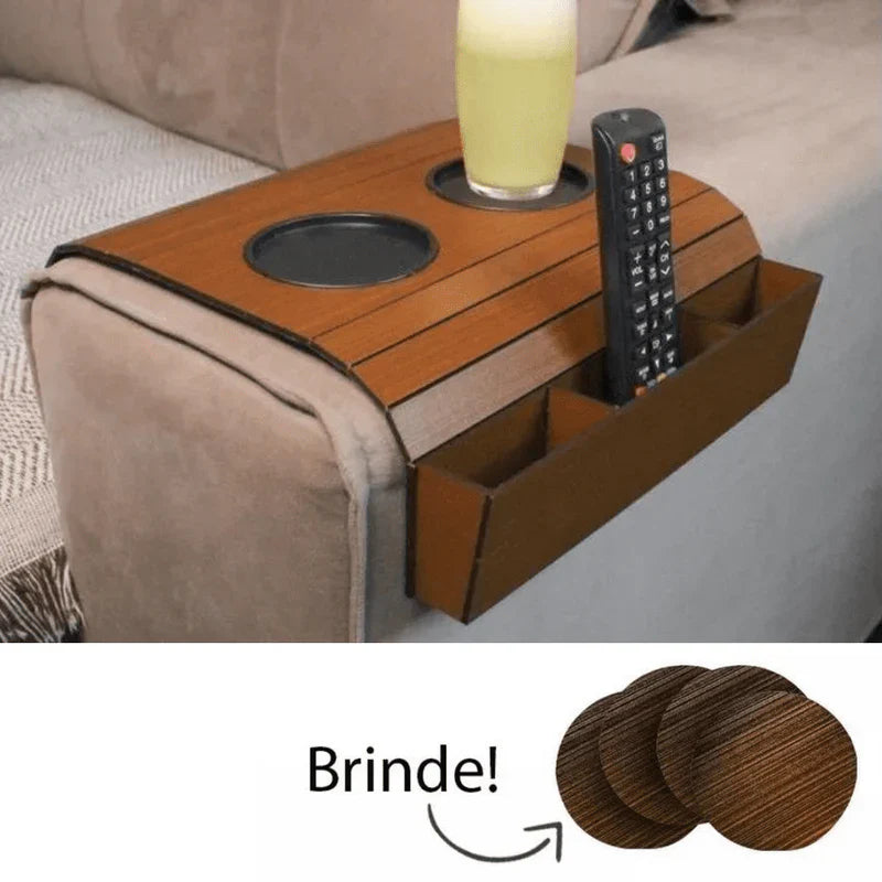 Esteira porta controle + porta copo em mdf