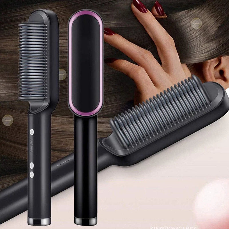 Escova alisadora bivolt 5 em 1   alisa, hidrata, modela, alinha e anti frizz