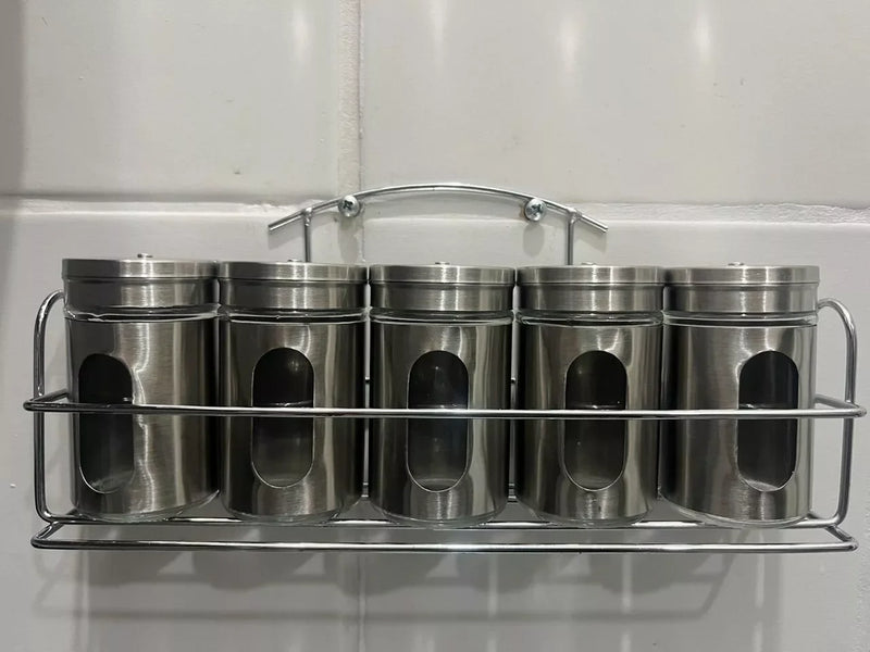 Sabor&Ordem™ – Kit de Porta Temperos em Vidro e Aço Inox