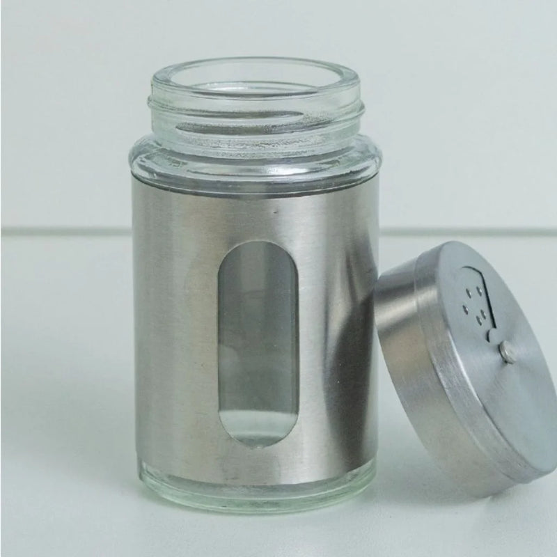 Sabor&Ordem™ – Kit de Porta Temperos em Vidro e Aço Inox