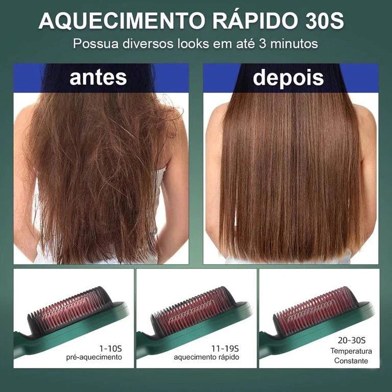 Escova alisadora bivolt 5 em 1   alisa, hidrata, modela, alinha e anti frizz