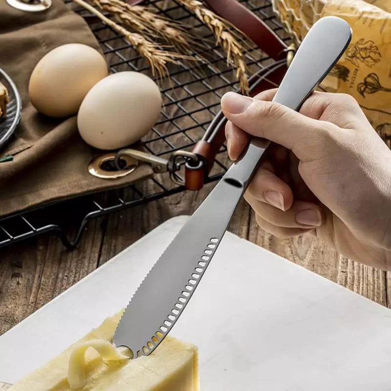 Faca Espátula de Manteiga em Aço Inoxidável Serrilhada