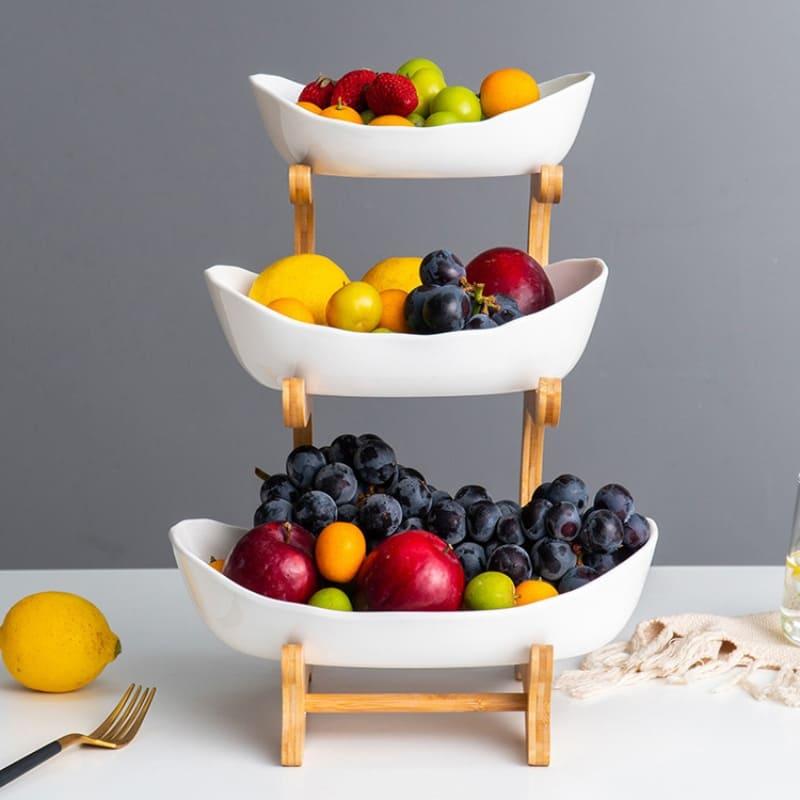 Fruteira de Mesa em Bambu com Cestas de ABS