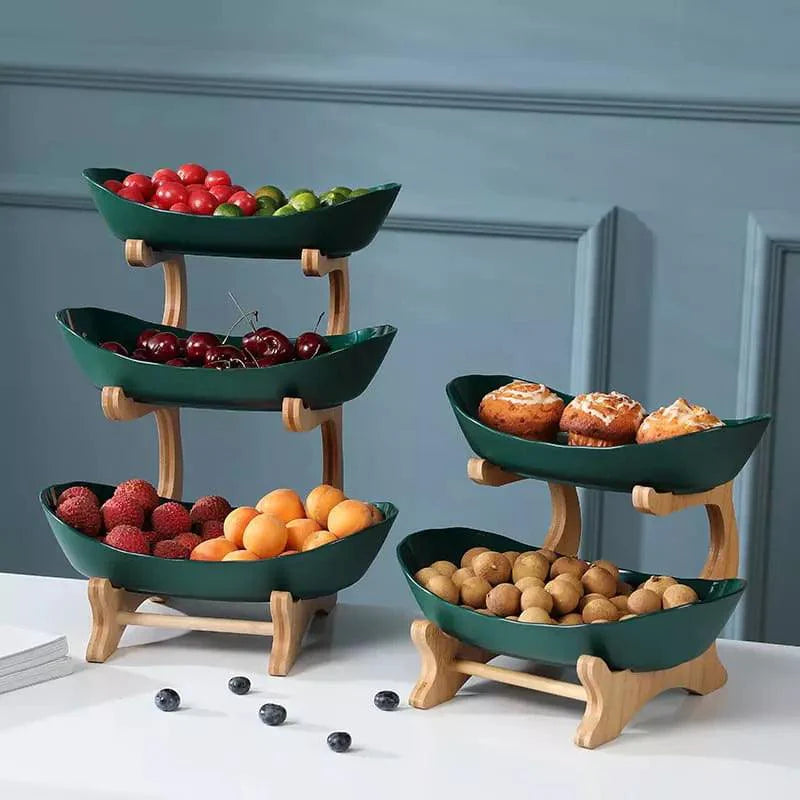 Fruteira de Mesa em Bambu com Cestas de ABS