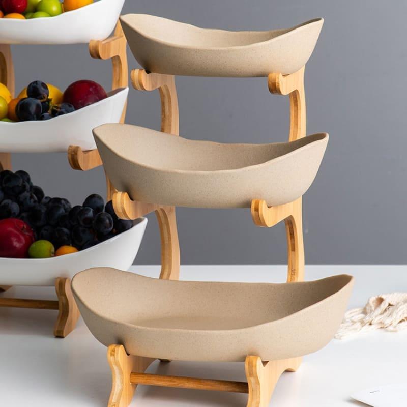 Fruteira de Mesa em Bambu com Cestas de ABS