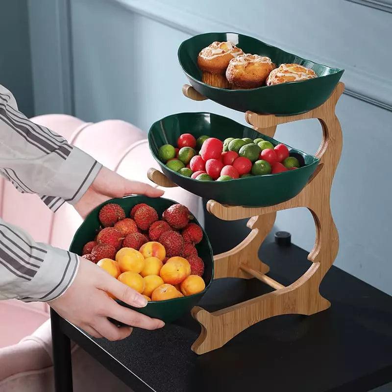 Fruteira de Mesa em Bambu com Cestas de ABS