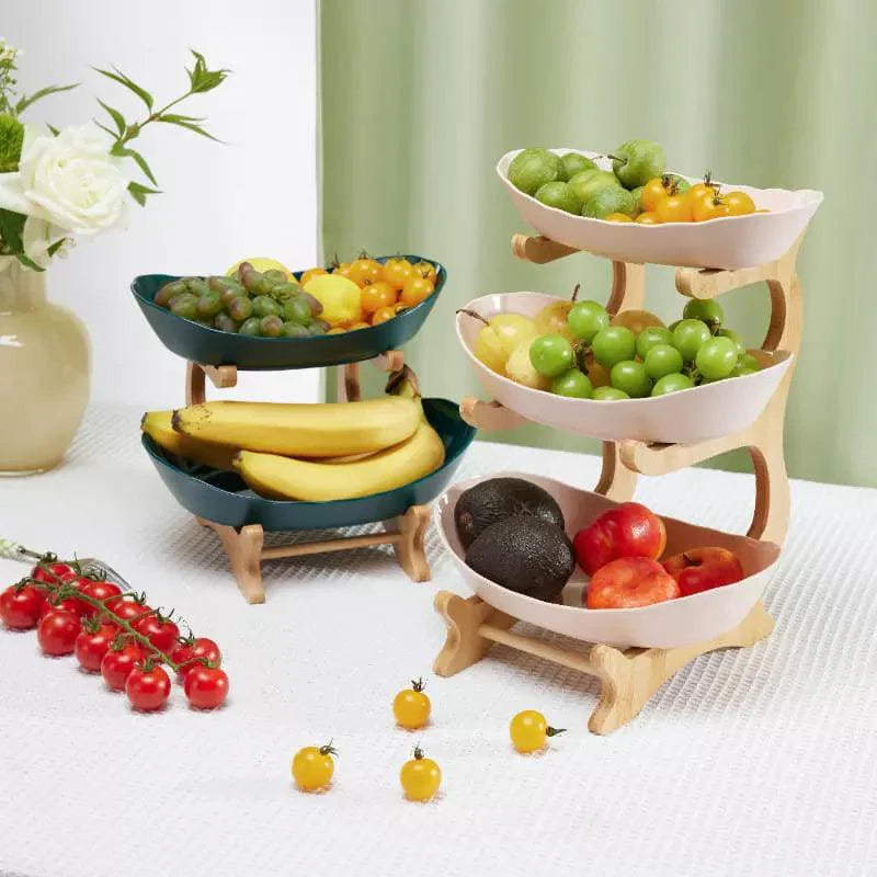Fruteira de Mesa em Bambu com Cestas de ABS