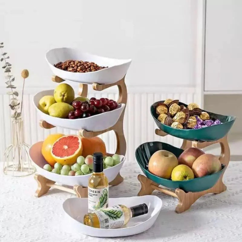 Fruteira de Mesa em Bambu com Cestas de ABS