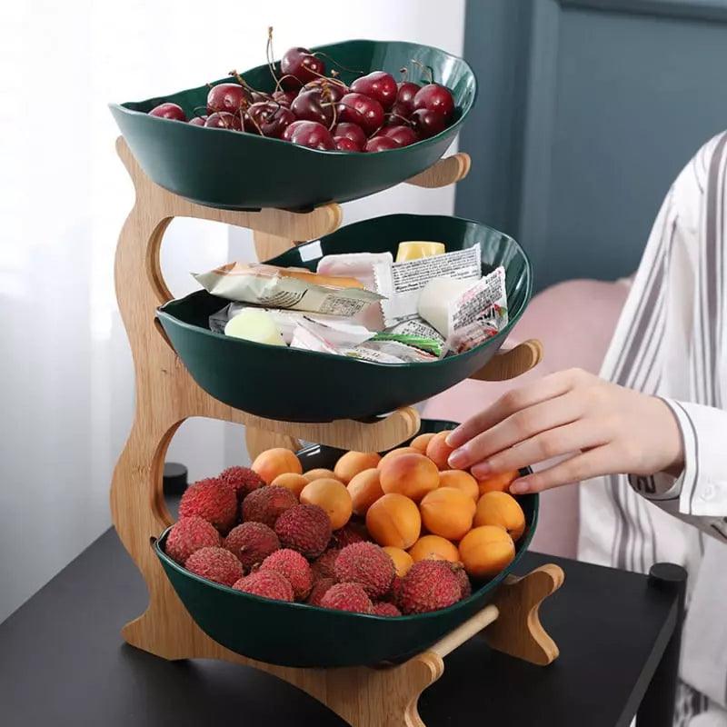 Fruteira de Mesa em Bambu com Cestas de ABS