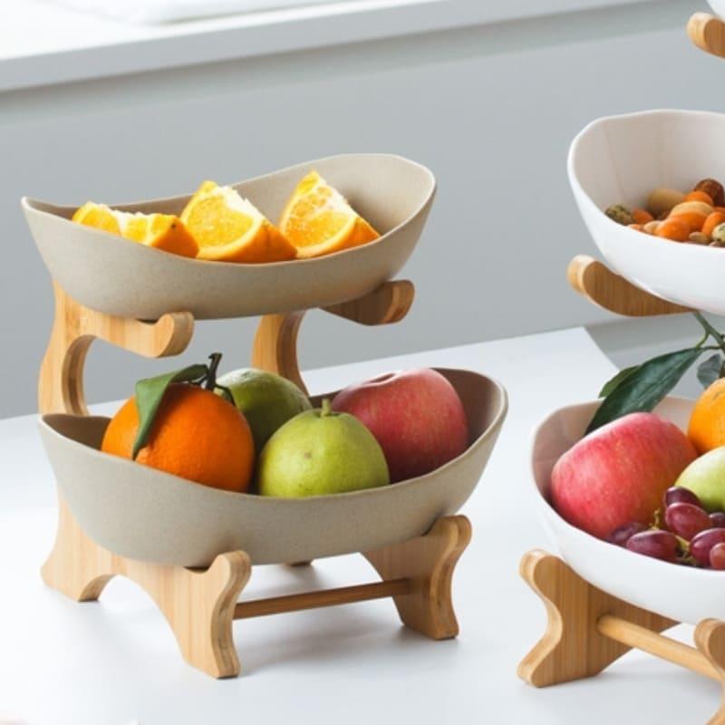 Fruteira de Mesa em Bambu com Cestas de ABS