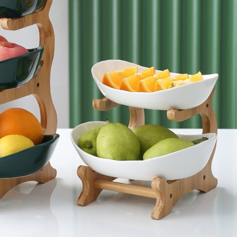 Fruteira de Mesa em Bambu com Cestas de ABS