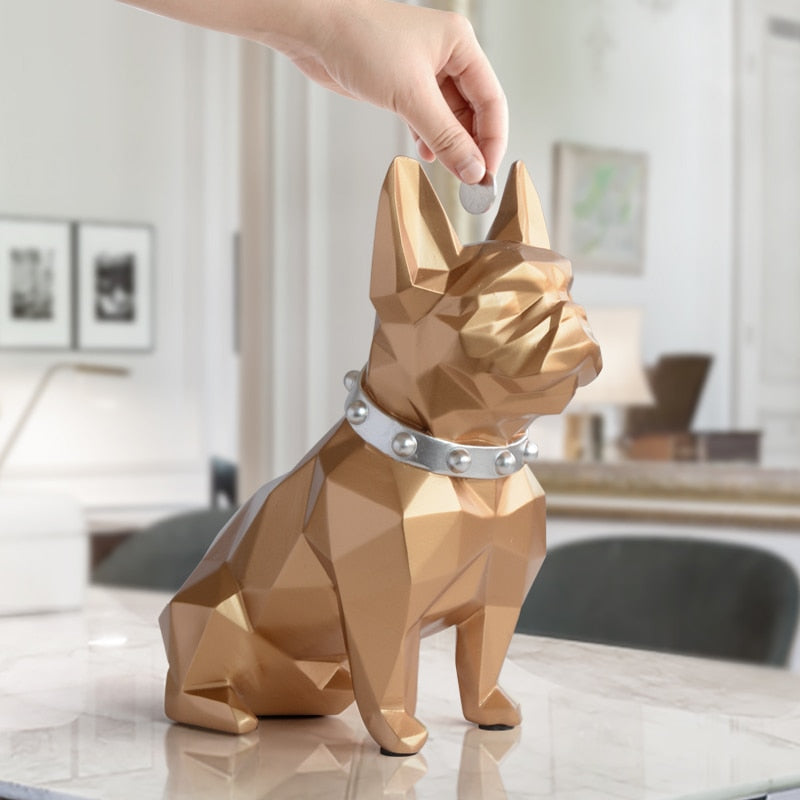 Bulldog Francês Geométrico Decorativo com Cofre