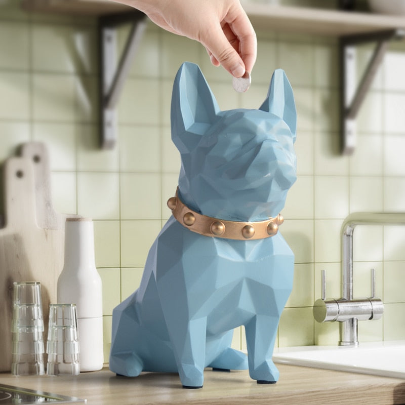 Bulldog Francês Geométrico Decorativo com Cofre