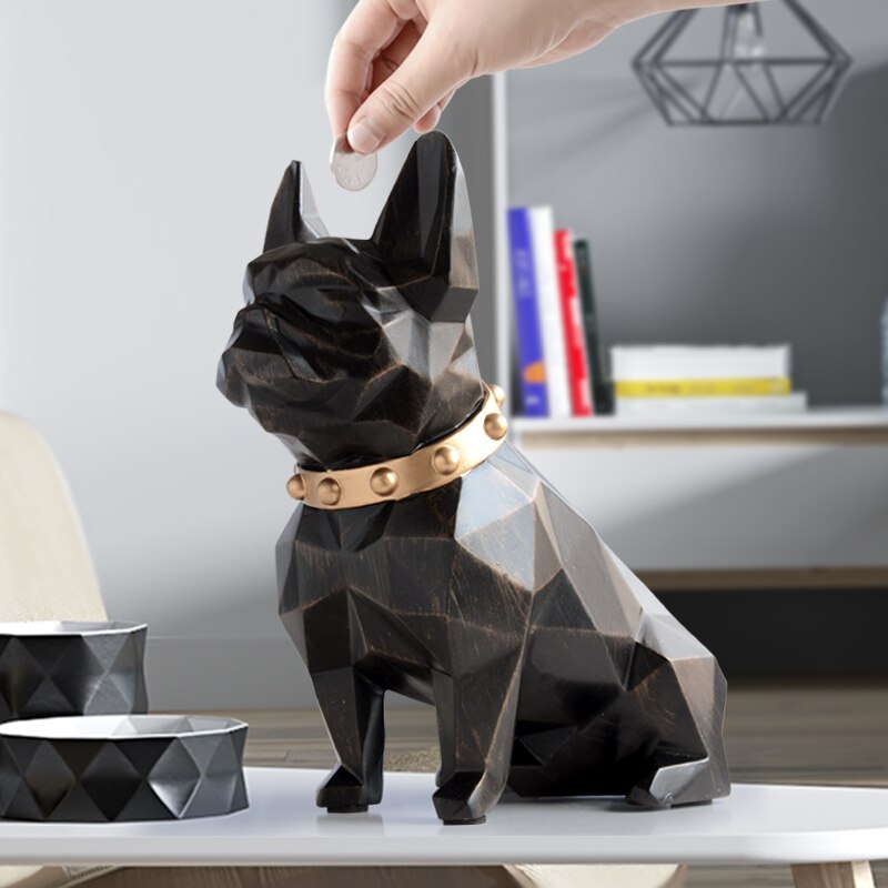 Bulldog Francês Geométrico Decorativo com Cofre