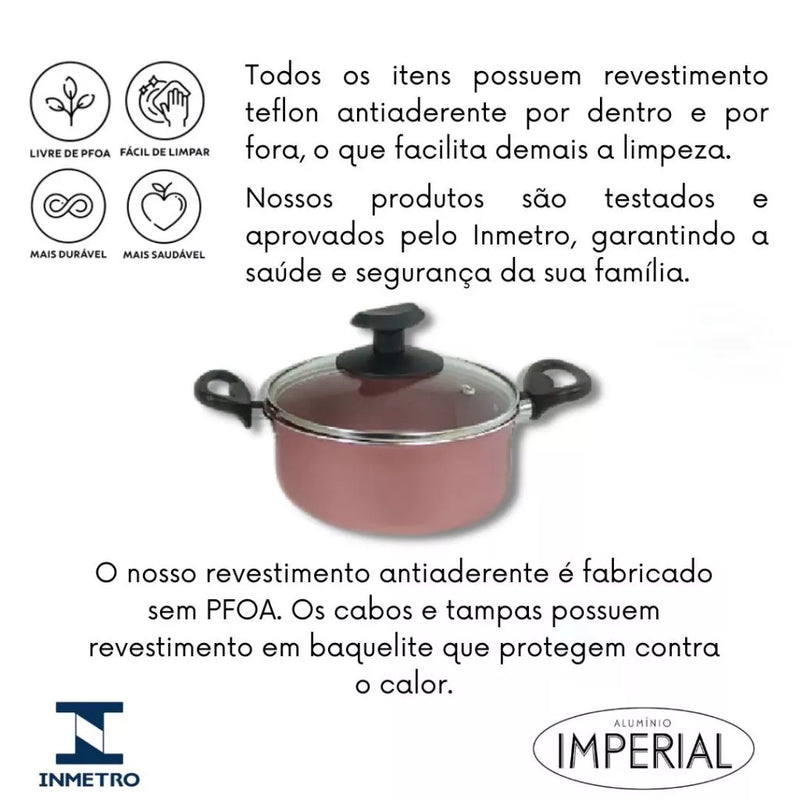 Conjunto Panelas 17 Pc Antiaderente Panela Pressão 2 litros
