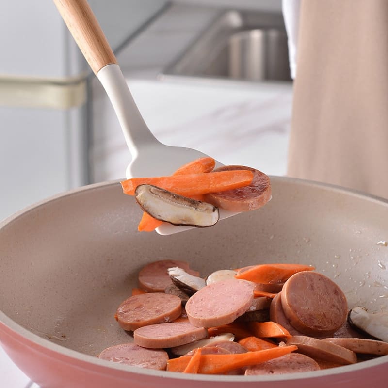 Kit Utensílios de Cozinha 14 Peças em Silicone com Organizador