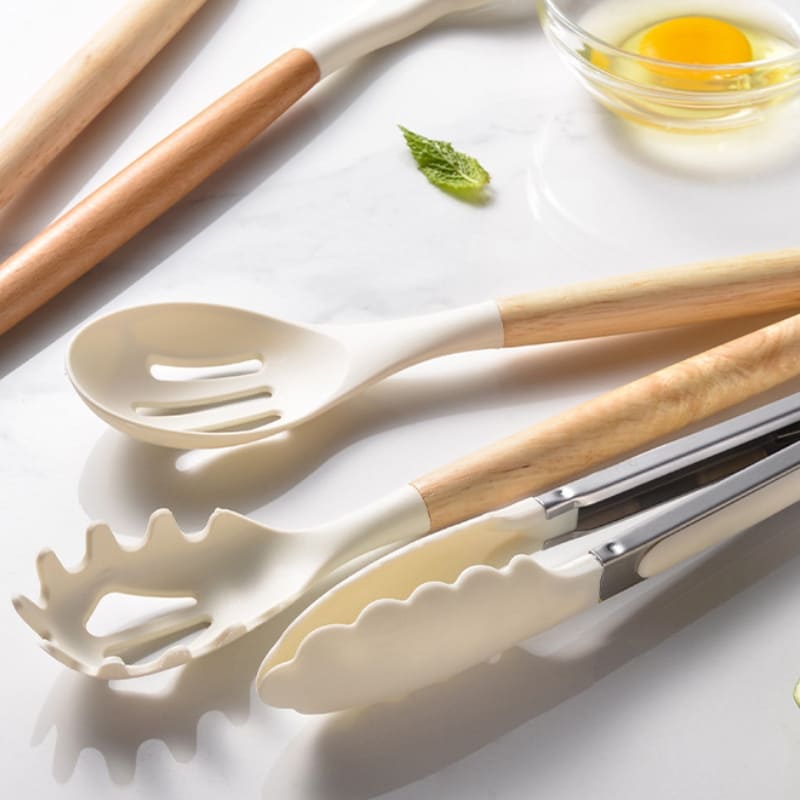 Kit Utensílios de Cozinha 14 Peças em Silicone com Organizador