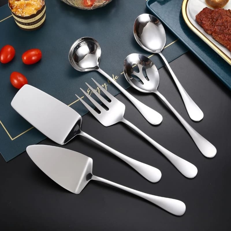 Kit Utensílios de Cozinha 6 Peças Inox Dourado ou Prata