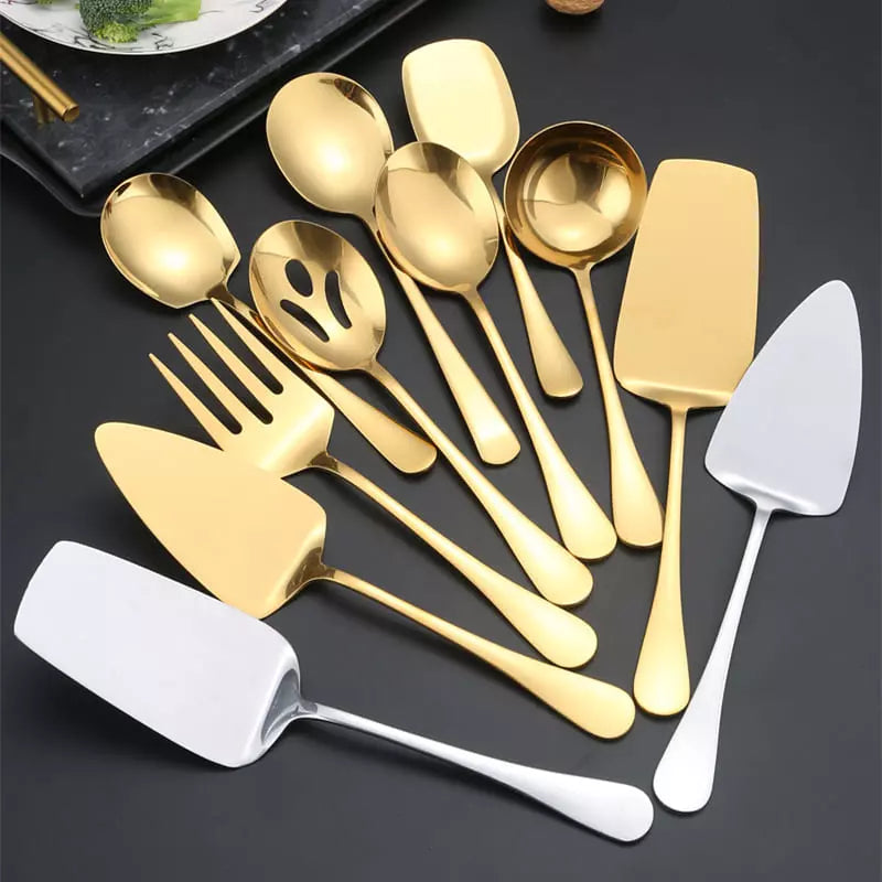 Kit Utensílios de Cozinha 6 Peças Inox Dourado ou Prata
