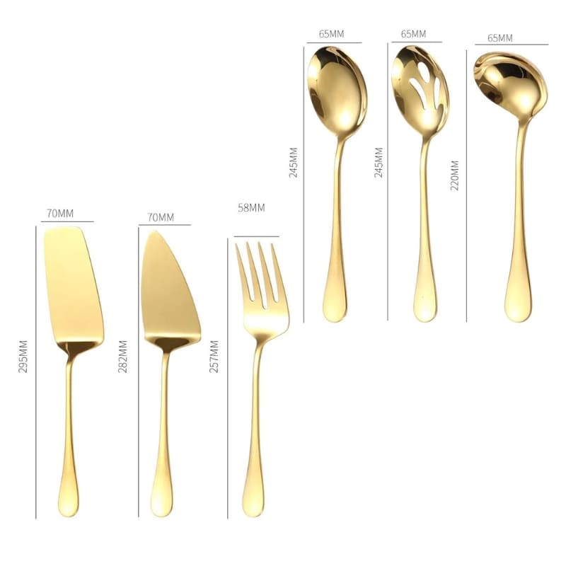 Kit Utensílios de Cozinha 6 Peças Inox Dourado ou Prata