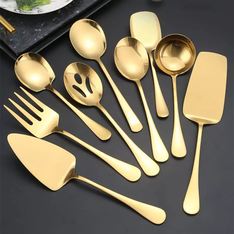 Kit Utensílios de Cozinha 6 Peças Inox Dourado ou Prata