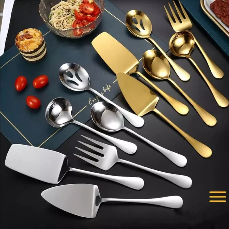 Kit Utensílios de Cozinha 6 Peças Inox Dourado ou Prata