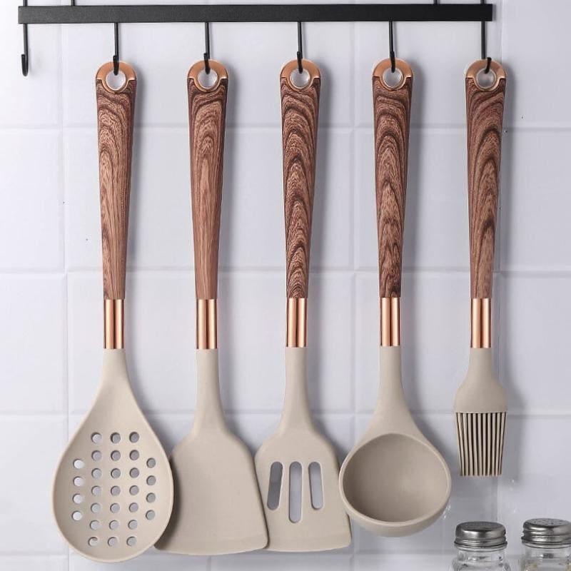 Kit Utensílios de Cozinha Silicone 10 Peças Com Organizador de Brinde