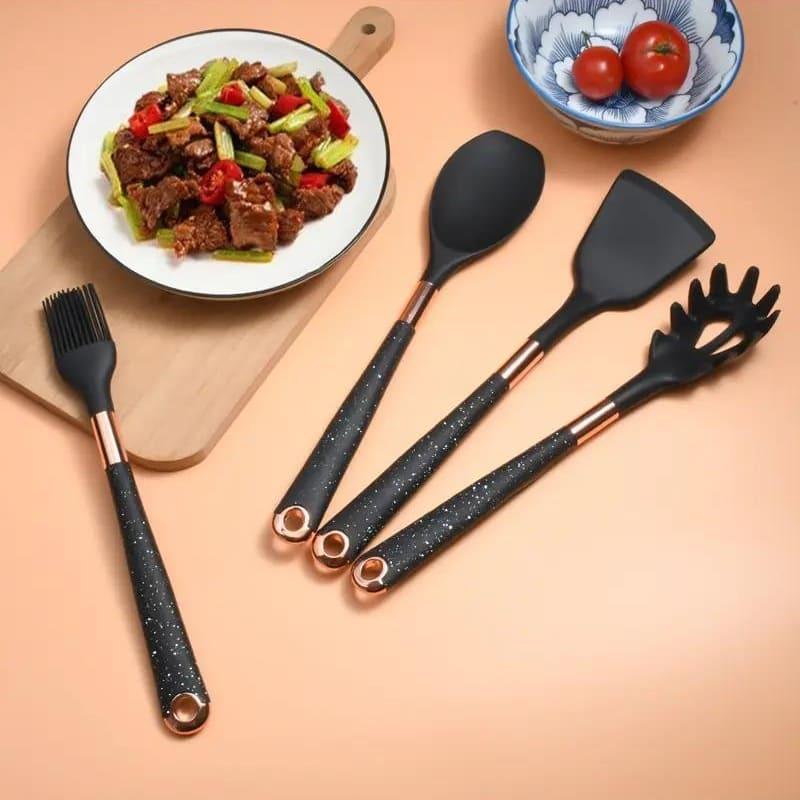 Kit Utensílios de Cozinha Silicone 10 Peças Com Organizador de Brinde