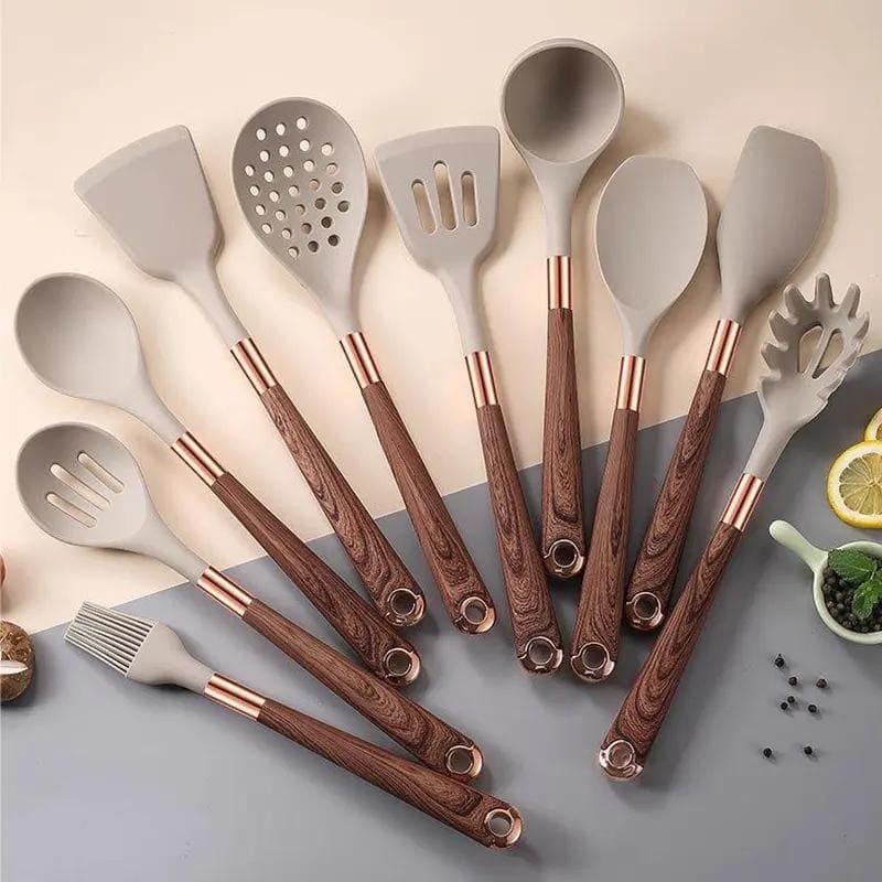 Kit Utensílios de Cozinha Silicone 10 Peças Com Organizador de Brinde