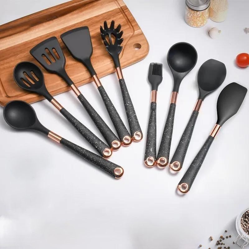 Kit Utensílios de Cozinha Silicone 10 Peças Com Organizador de Brinde