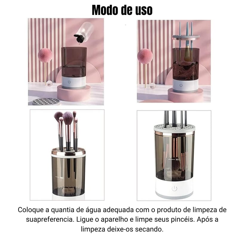 Limpador Elétrico para Pincéis de Maquiagem com Rotação Rápida