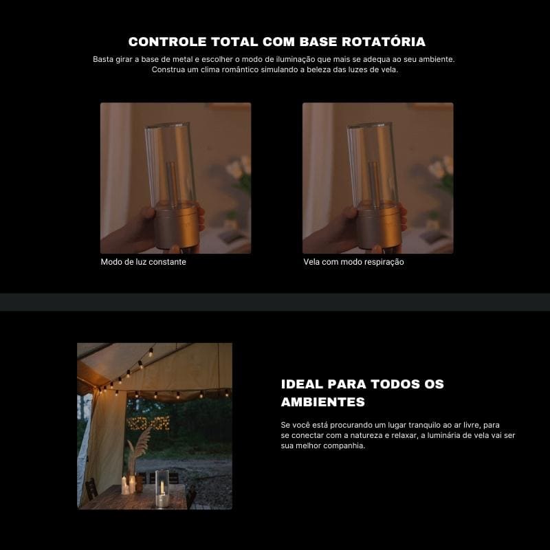 Luminária - de Mesa Decorativa Portátil LED com Controle de Intensidade