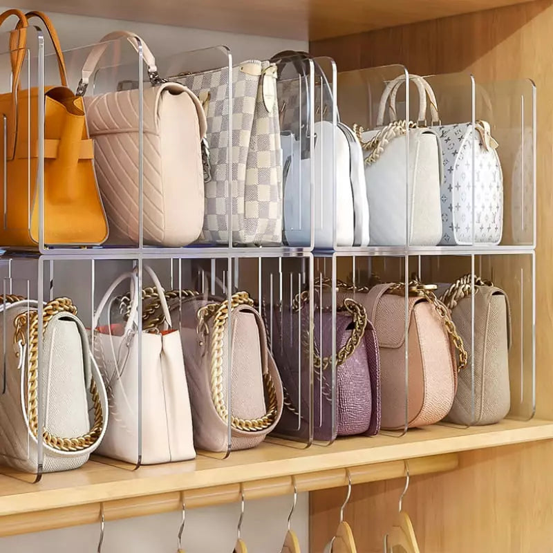 Organizador de Bolsas Acrílico com Divisória transparente