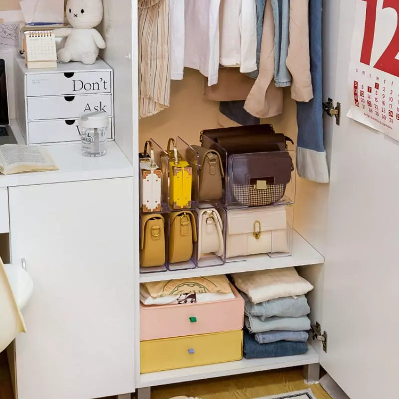 Organizador de Bolsas Acrílico com Divisória transparente