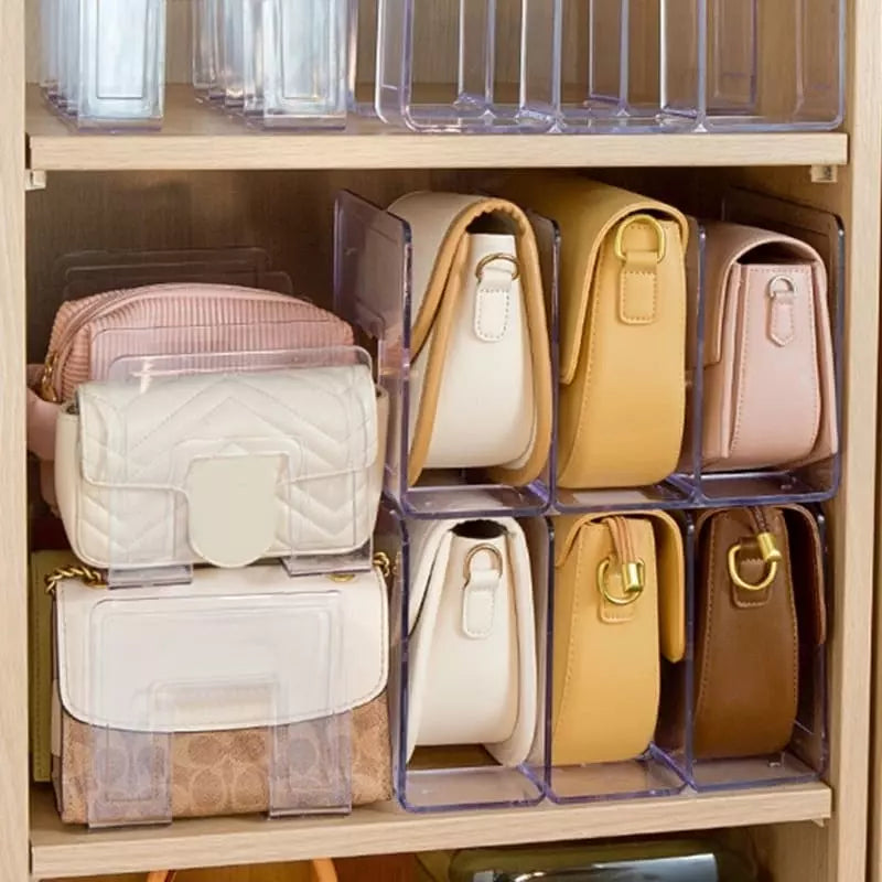 Organizador de Bolsas Acrílico com Divisória transparente