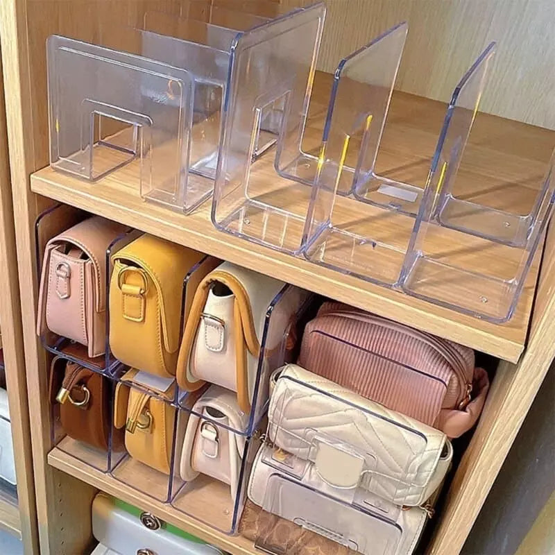 Organizador de Bolsas Acrílico com Divisória transparente