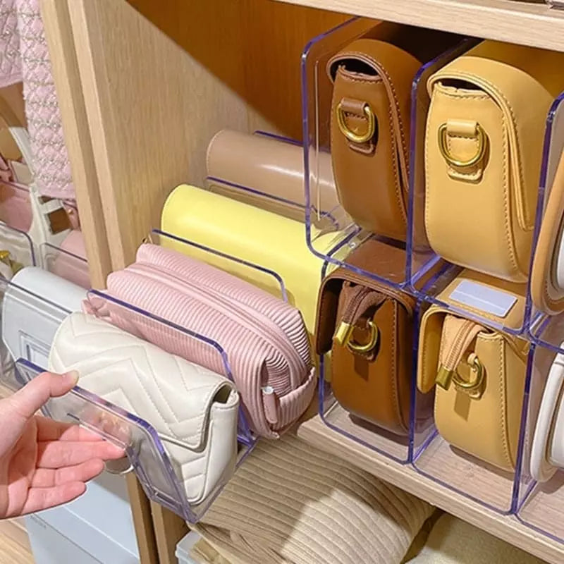 Organizador de Bolsas Acrílico com Divisória transparente