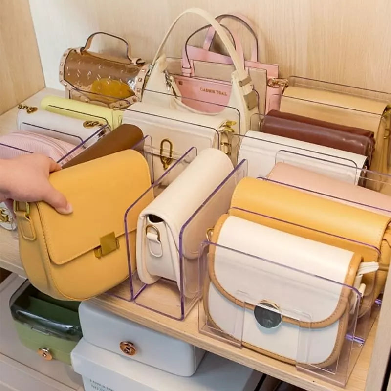 Organizador de Bolsas Acrílico com Divisória transparente