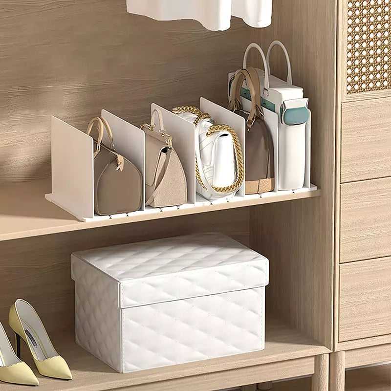 Organizador de Bolsas Acrílico Branco com Divisórias Ajustáveis