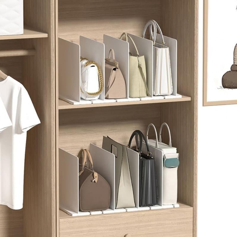 Organizador de Bolsas Acrílico Branco com Divisórias Ajustáveis