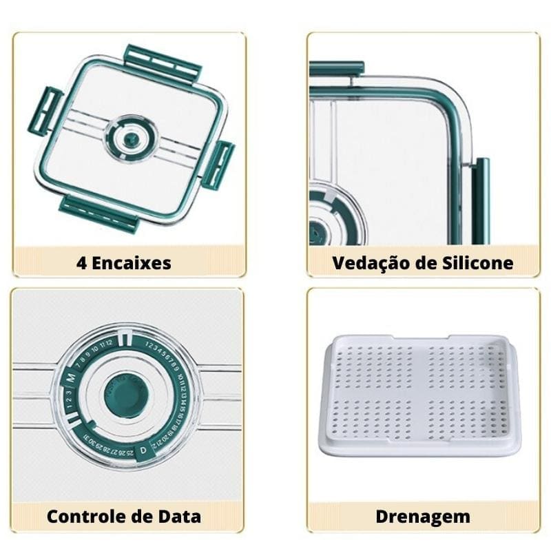 Organizador de Geladeira com Tampa e Indicador de Data