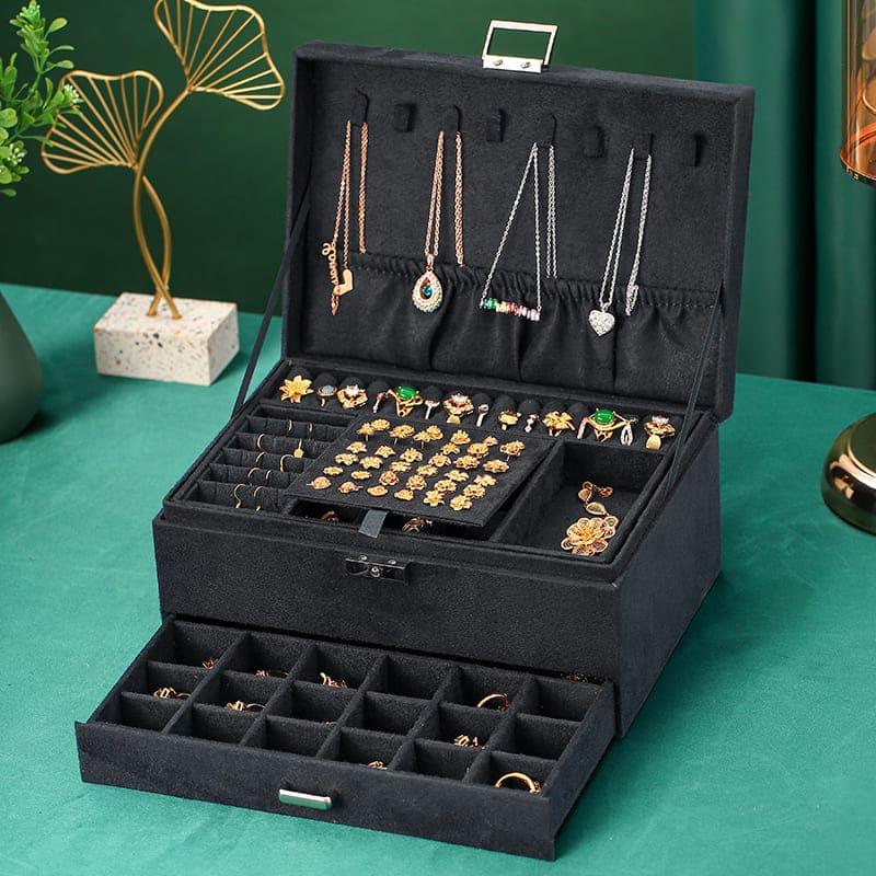 Organizador de Joias Premium com Divisórias em Suede e Flanela