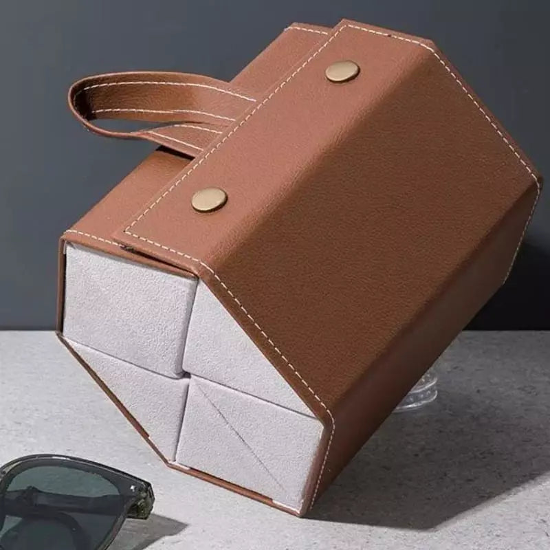 Porta Óculos e Organizador com 6 Divisórias em Couro PU