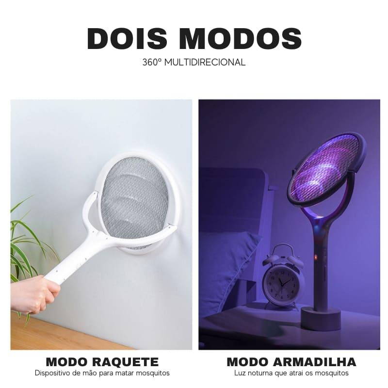 Raquete Elétrica e Armadilha Mata Mosquitos Multifuncional