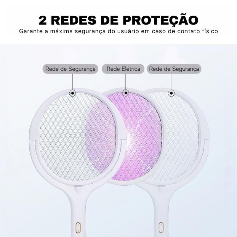 Raquete Elétrica e Armadilha Mata Mosquitos Multifuncional