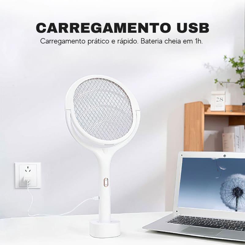 Raquete Elétrica e Armadilha Mata Mosquitos Multifuncional